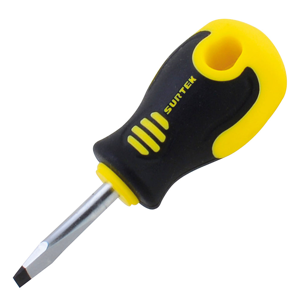 Surtek - Destornillador con mango bimaterial, punta plana tipo trompo 1/4" x 1-1/2"