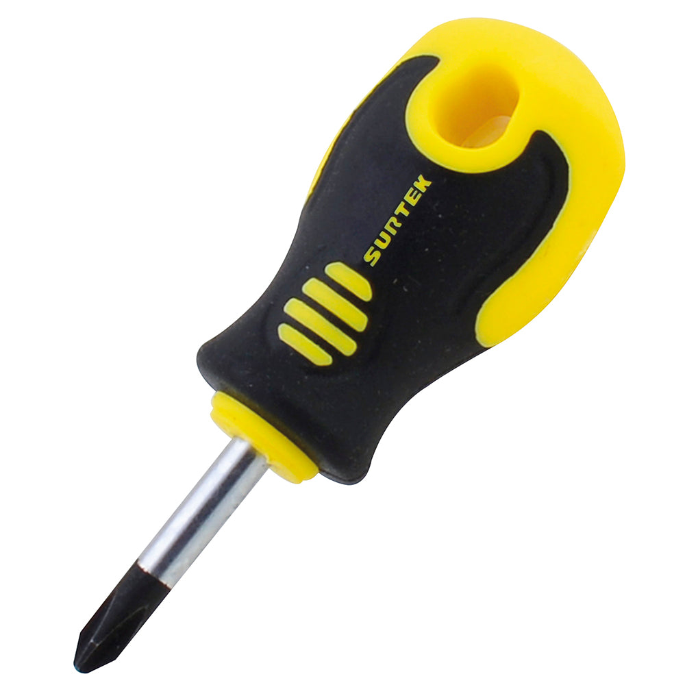 Surtek - Destornillador con mango bimaterial, punta Phillips tipo trompo No. 2 x 1-3/8"