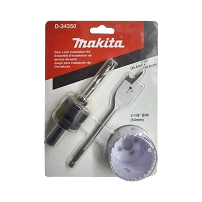 MAKITA - Juego para instalación de cerraduras con broca sierra  bi-metal y juego de brocas tipo manita (bim 2-1/8”, adaptador con broca piloto plano (1x6”).