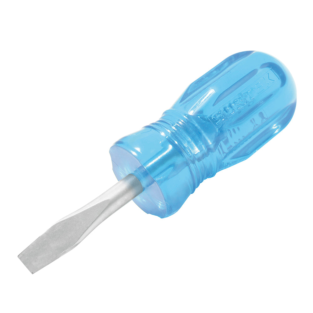 Surtek - Destornillador con mango azul, punta plana tipo trompo 1/4" x 1-1/2"