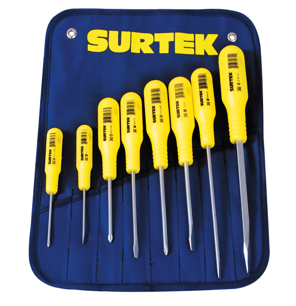 Surtek - Juego de 8 destornilladores amarillos combinado