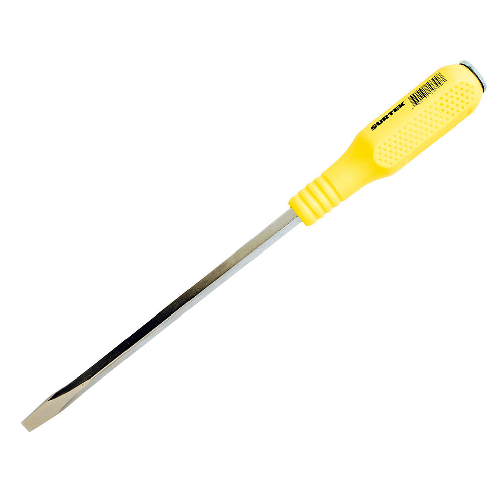 Surtek - Destornillador amarillo de golpe punta plana cuadrada 1/4x4 in