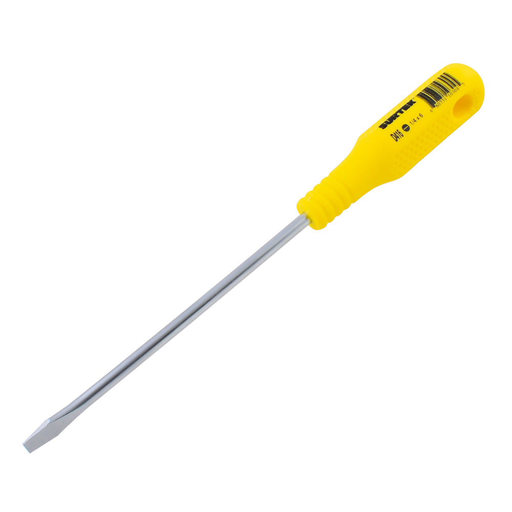 Surtek - Destornillador amarill barra redonda pta plana 1/4x6 in