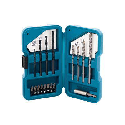 MAKITA - Juego de accesorios multipropósito 17 piezas para metal, concreto, madera y puntas para atornillar.