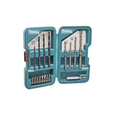 MAKITA - Juego de accesorios multipropósito 17 piezas para metal, concreto, madera y puntas para atornillar.