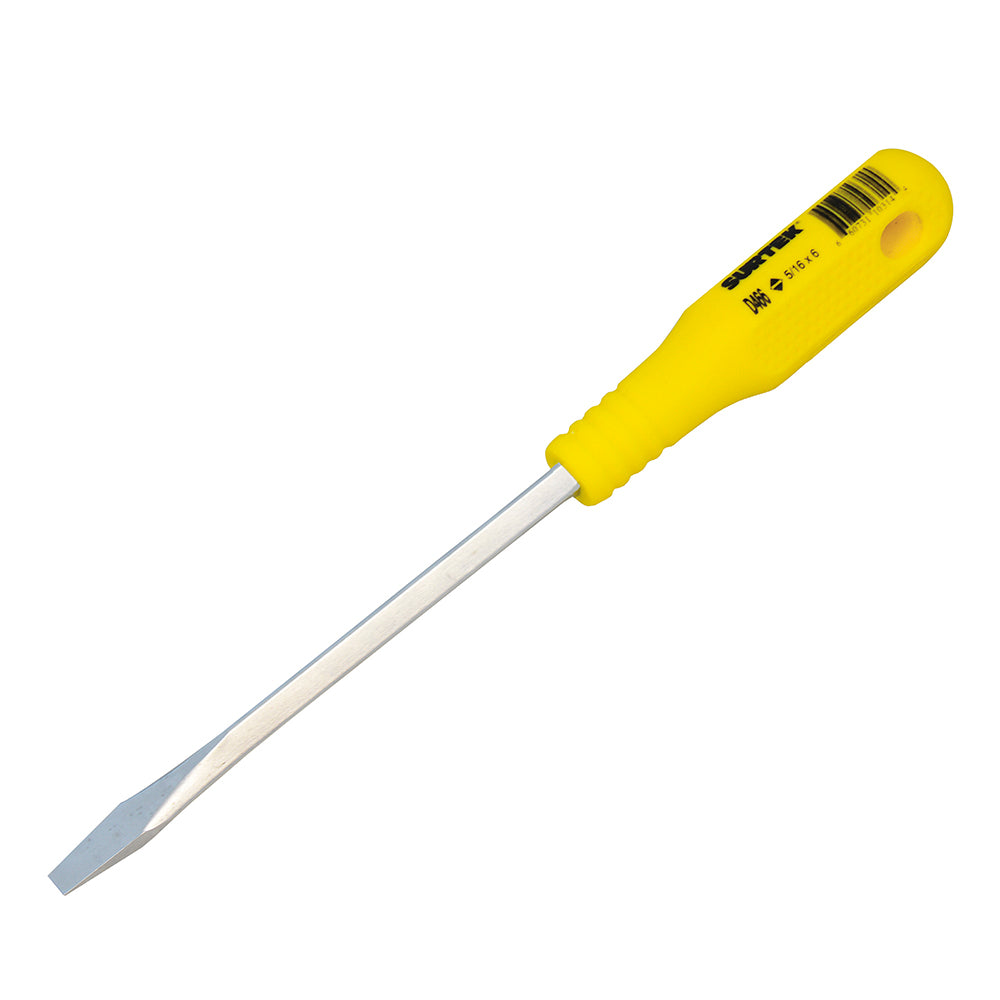 Surtek - Destornillador con mango amarillo, punta plana barra cuadrada 5/16x6 in