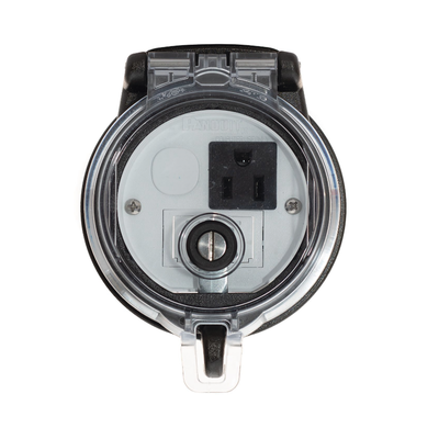 PANDUIT - Dispositivo Circular de Puertos de Acceso a Datos, Con Dos Espacios Para Módulos Mini-Com y Un Receptáculo NEMA 5-15R, Protección IP66, de 3" de Diámetro