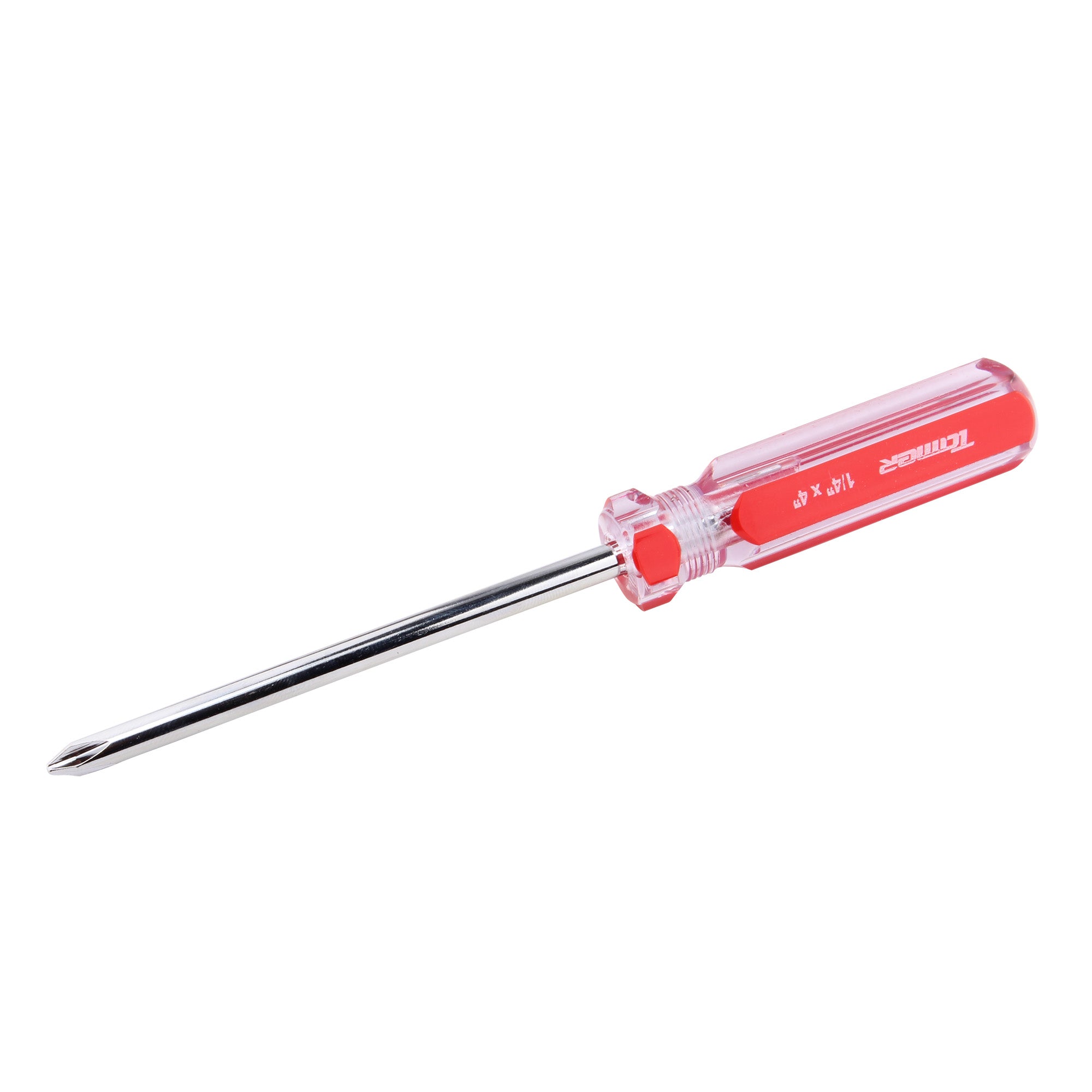 Desarmador cruz 1/4"x 4", barra acero cromado, mango PVC