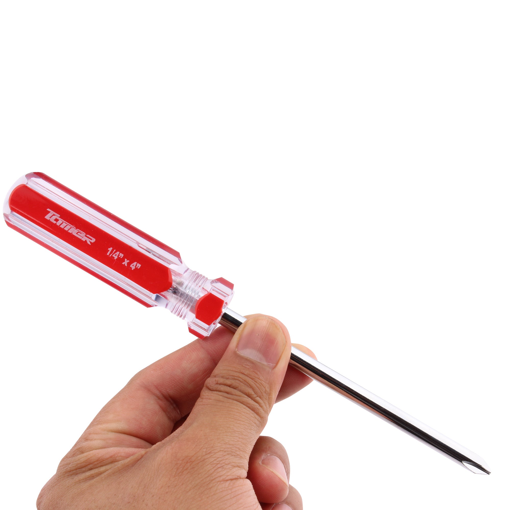 Desarmador cruz 1/4"x 4", barra acero cromado, mango PVC