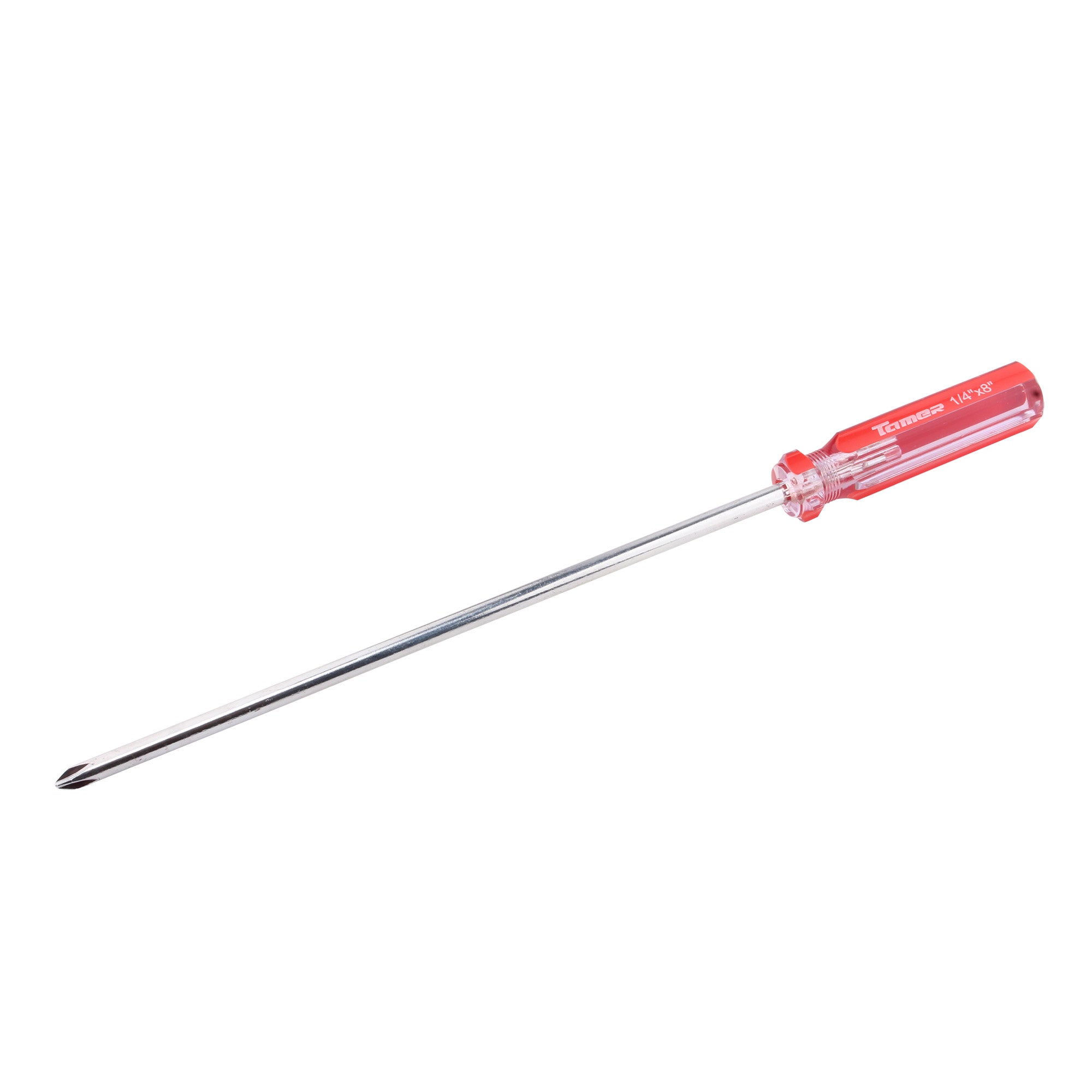 Desarmador cruz 1/4" x 8", barra acero cromado, mango PVC