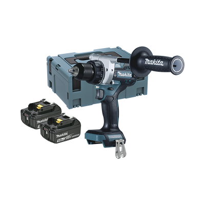 MAKITA - Taladro Atornillador BL 18 V 5 Ah LXT 130 Nm 2 Velocidades (0-550 0-2100 rpm). Incluye 2 Baterías de 18 V, Cargador rápido, 2 Puntas doble y Maletín Makpac.