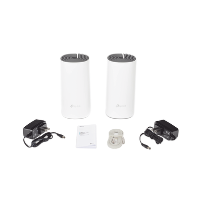 TP-LINK - Kit de Router inalámbrico mesh Deco E4 para Hogar / Doble banda AC 1200  / 2 puertos 10/100 Mbps / Compatible con amazon alexa.