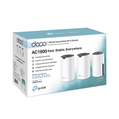 TP-LINK - Kit 3 Routers Inalámbricos MESH Interior para Hogar / Doble Banda Wi-Fi 5 AC1900 Mbps / 3 Puerto Gigabit WAN/LAN / 3 Antenas Internas / Administración Mediante la App Deco (iOS, Android)