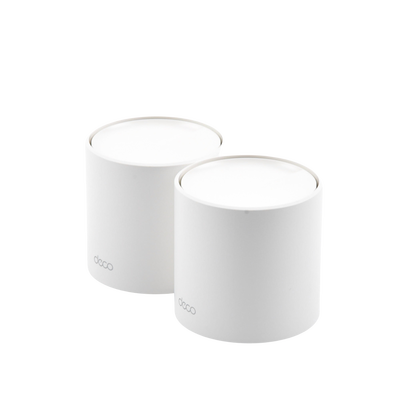 TP-LINK - Kit 2 Routers Inalámbricos MESH Interior para Hogar / Doble Banda Wi-Fi 6 AX1800 Mbps / 2 Puerto Gigabit WAN/LAN / 2 Antenas Internas / Administración Mediante la App Deco (iOS, Android) / Protección HomeShield