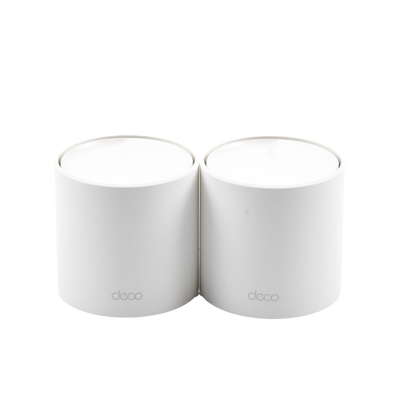 TP-LINK - Kit 2 Routers Inalámbricos MESH Interior para Hogar / Doble Banda Wi-Fi 6 AX1800 Mbps / 2 Puerto Gigabit WAN/LAN / 2 Antenas Internas / Administración Mediante la App Deco (iOS, Android) / Protección HomeShield