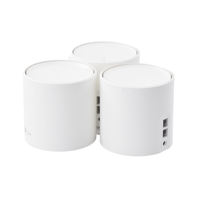 TP-LINK - Kit 3 Routers Inalámbricos MESH Interior para Hogar / Doble Banda Wi-Fi 6 AX1800 Mbps / 2 Puerto Gigabit WAN/LAN / 2 Antenas Internas / Administración Mediante la App Deco (iOS, Android) / Protección HomeShield