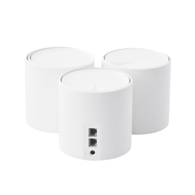 TP-LINK - Kit 3 Routers Inalámbricos MESH Interior para Hogar / Doble Banda Wi-Fi 6 AX1800 Mbps / 2 Puerto Gigabit WAN/LAN / 2 Antenas Internas / Administración Mediante la App Deco (iOS, Android) / Protección HomeShield