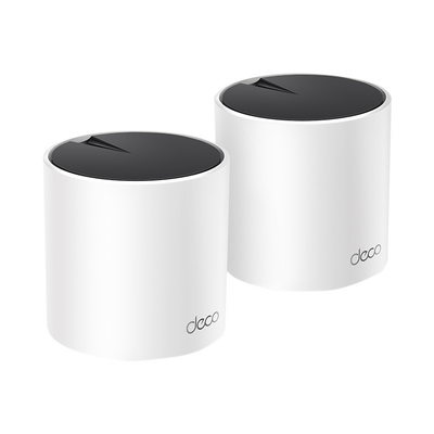 TP-LINK - Kit 2 Routers Inalámbricos MESH Interior para Hogar / Doble Banda Wi-Fi 6 AX3000 Mbps / 3 Puerto Gigabit WAN/LAN / 2 Antenas Internas / Administración Mediante la App Deco (iOS, Android) / Protección HomeShield