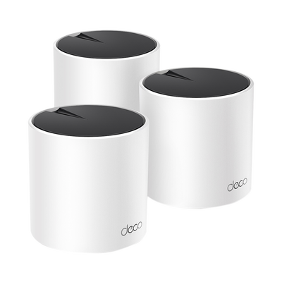 TP-LINK - Kit 3 Routers Inalámbricos MESH Interior para Hogar / Doble Banda Wi-Fi 6 AX3000 Mbps / 3 Puerto Gigabit WAN/LAN / 2 Antenas Internas / Administración Mediante la App Deco (iOS, Android) / Protección HomeShield