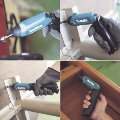 MAKITA - Atornillador Reversible (Broquero 1/4) de 220 RPM con Cargador USB (Incluye 81 Puntas).