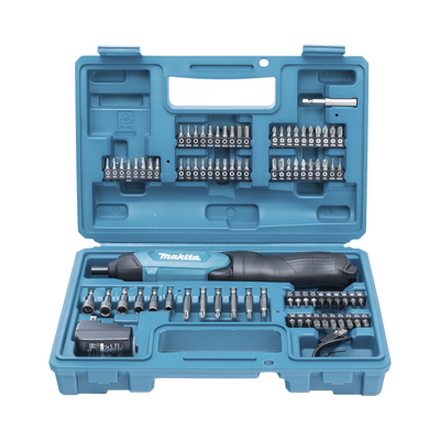 MAKITA - Atornillador Reversible (Broquero 1/4) de 220 RPM con Cargador USB (Incluye 81 Puntas).