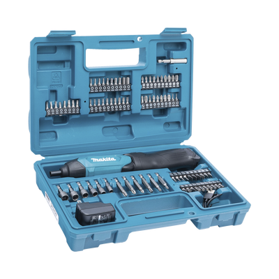 MAKITA - Atornillador Reversible (Broquero 1/4) de 220 RPM con Cargador USB (Incluye 81 Puntas).