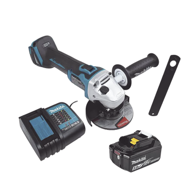 MAKITA - Mini esmeril Inalámbrico de 4-1/2 " 8.500 rpm, Incluye 1 bat. li-ion 18v/5.0 a.h y Cargador