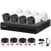 DAHUA - Kit de 4 Canales Dahua 1MP 4 Cámaras B1A11 Policarbonato Lente de 2.8mm/93° de Apertura/4 CH+1 IP o Hasta 5 CH IP