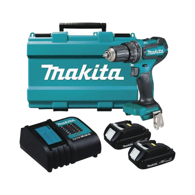 MAKITA - Rotomartillo/Taladro Inalámbrico (1/2") de 1,900 RPM, 18Vcc, Torque 50 N.m. Incluye 2 Bat. (1.5Ah) y Cargardor. SIN CARBONES.