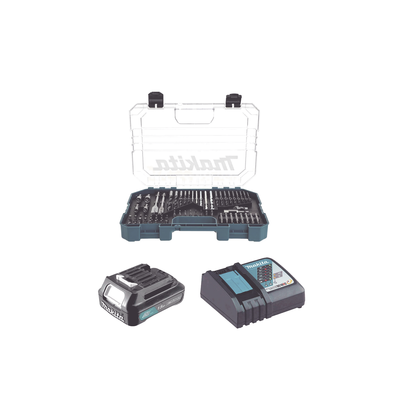 MAKITA - Rotomartillo/Taladro Inalámbrico (1/2") de 1,900 RPM, 18Vcc, Incluye 1 Batería BL1815N de 1.5Ah, 1 Cargador Modelo  DC18SD y Un Set de 75 Pzas  Modelo E-06943