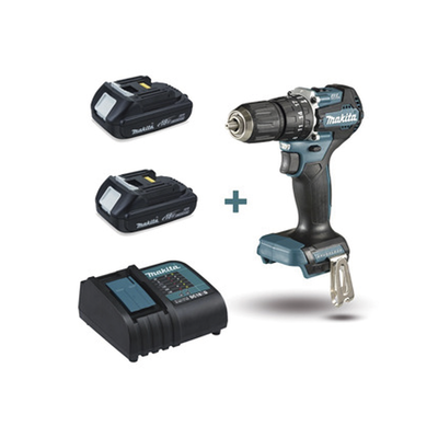 MAKITA - Rotomartillo/Taladro Inalámbrico SIN CARBONES, Broquero de 1/2", 1,700 RPM, 18V, Torque: 42 N.m C/2 Bat. (1.5Ah) y Cargador.