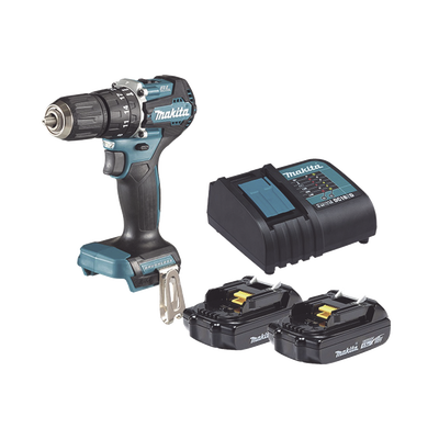 MAKITA - Rotomartillo/Taladro Inalámbrico SIN CARBONES, Broquero de 1/2", 1,700 RPM, 18V, Torque: 42 N.m C/2 Bat. (1.5Ah) y Cargador.