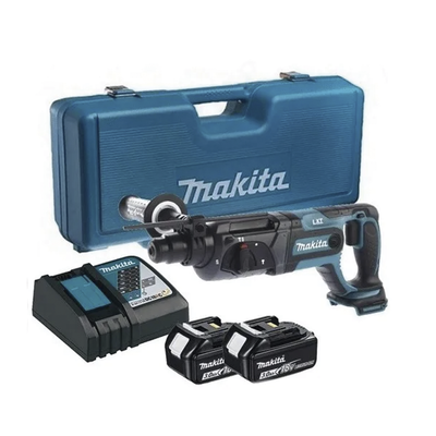 MAKITA - Rotamartilló 18V, SDS 0-1.200 Rpm, 3 Modos de Trabajo, Incluye 2 Baterías de 3.0 Ah, Cargador y Maletín.