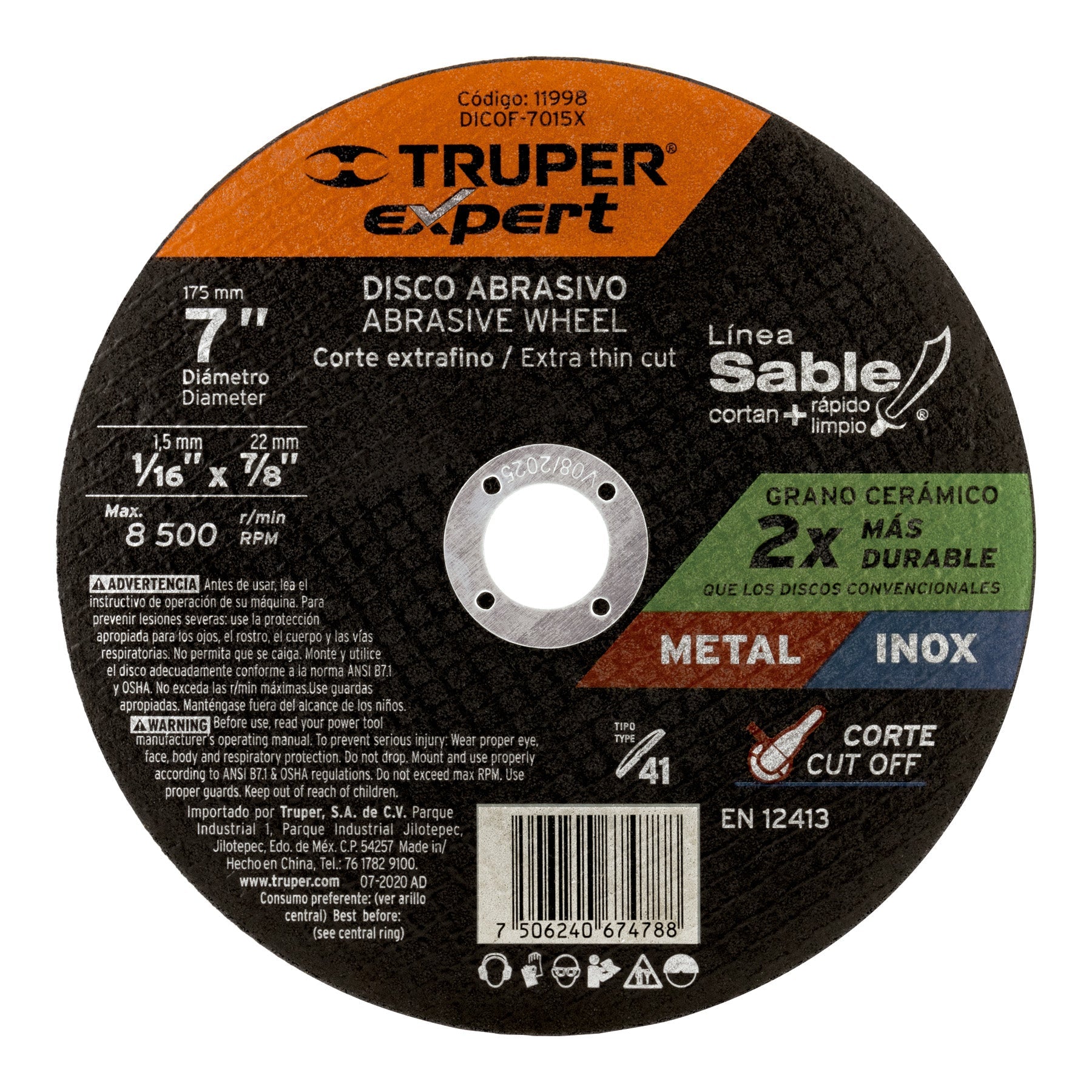 Disco Tipo 41 de 9' x 2 mm corte fino de metal, Expert