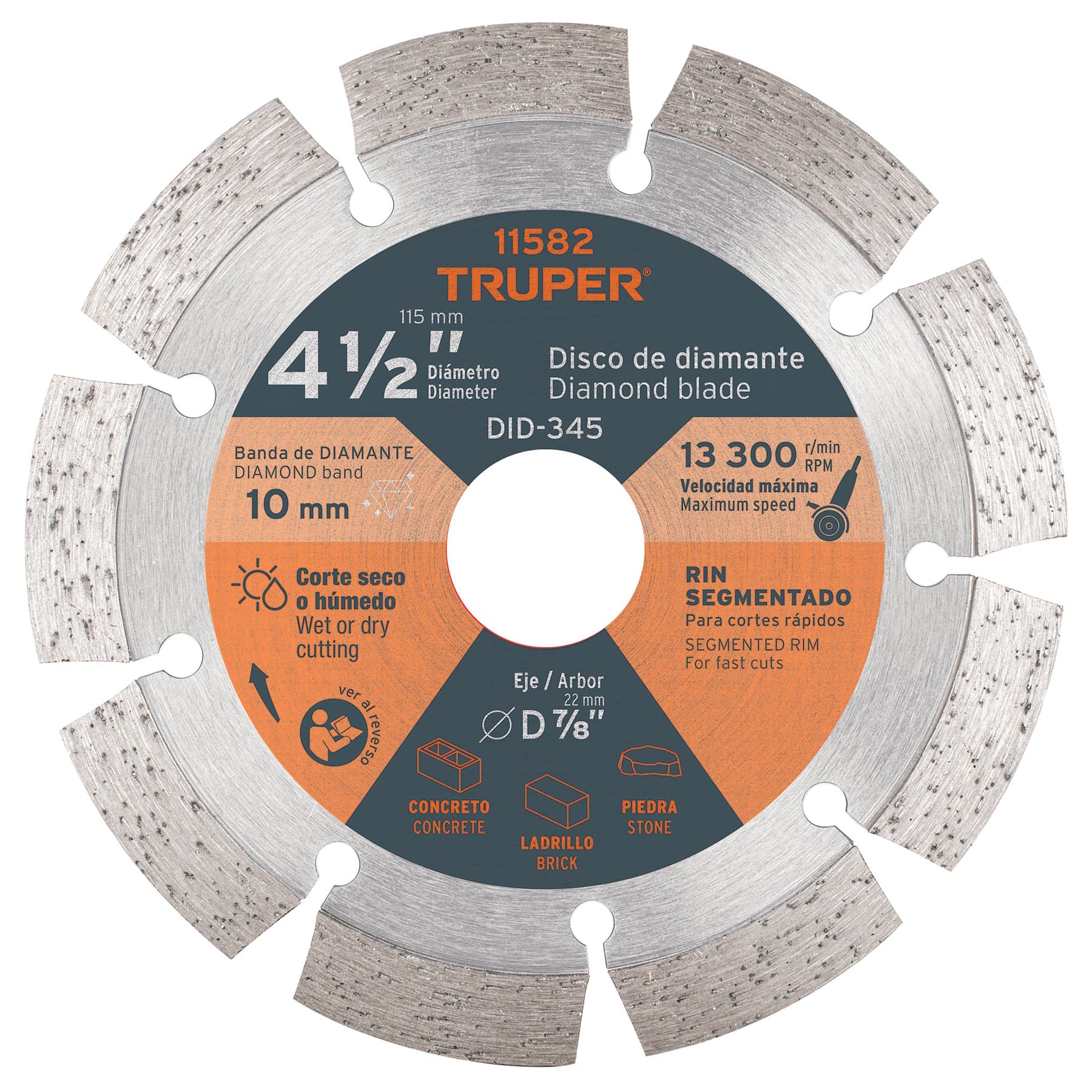 Disco de diamante de 4-1/2' x 2.1 mm, rin segmentado, TRUPER