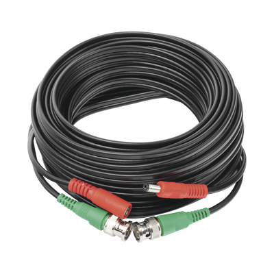 EPCOM POWERLINE - Cable Coaxial (BNC RG59) + Alimentación / SIAMES / 10 Metros (32.81 Pies) / 100% Cobre / Para Cámaras 4K / Uso Interior y Exterior