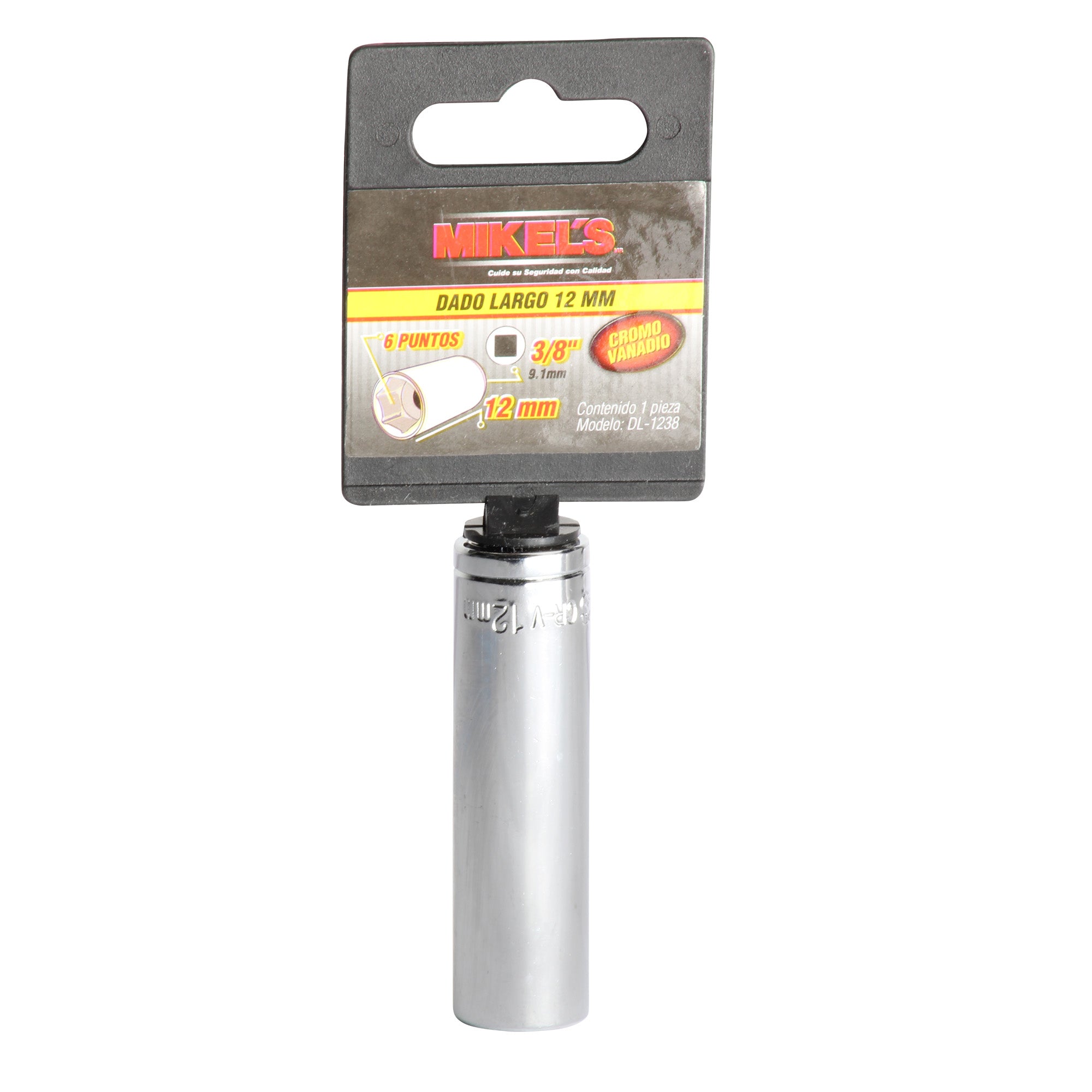 Dado largo 3/8” Milimétrico 12 mm 6 puntas