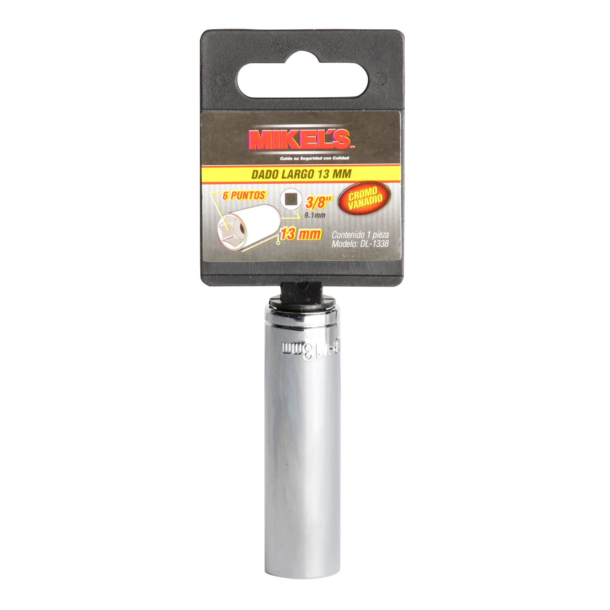 Dado largo 3/8” Milimétrico 13 mm 6 puntas