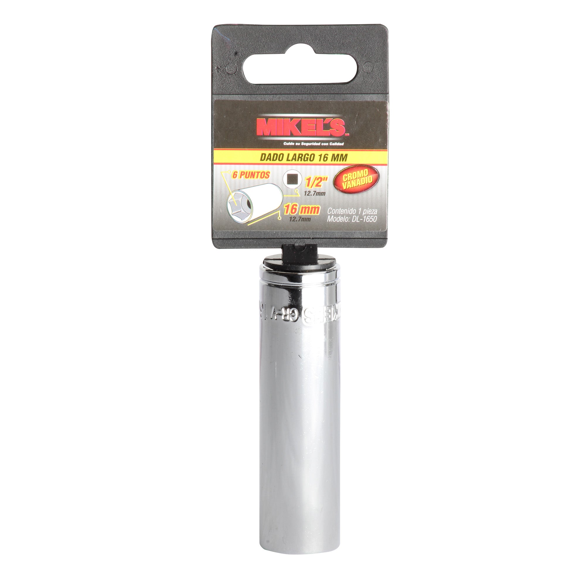 Dado largo 1/2” Milimétrico 16 mm 6 puntas