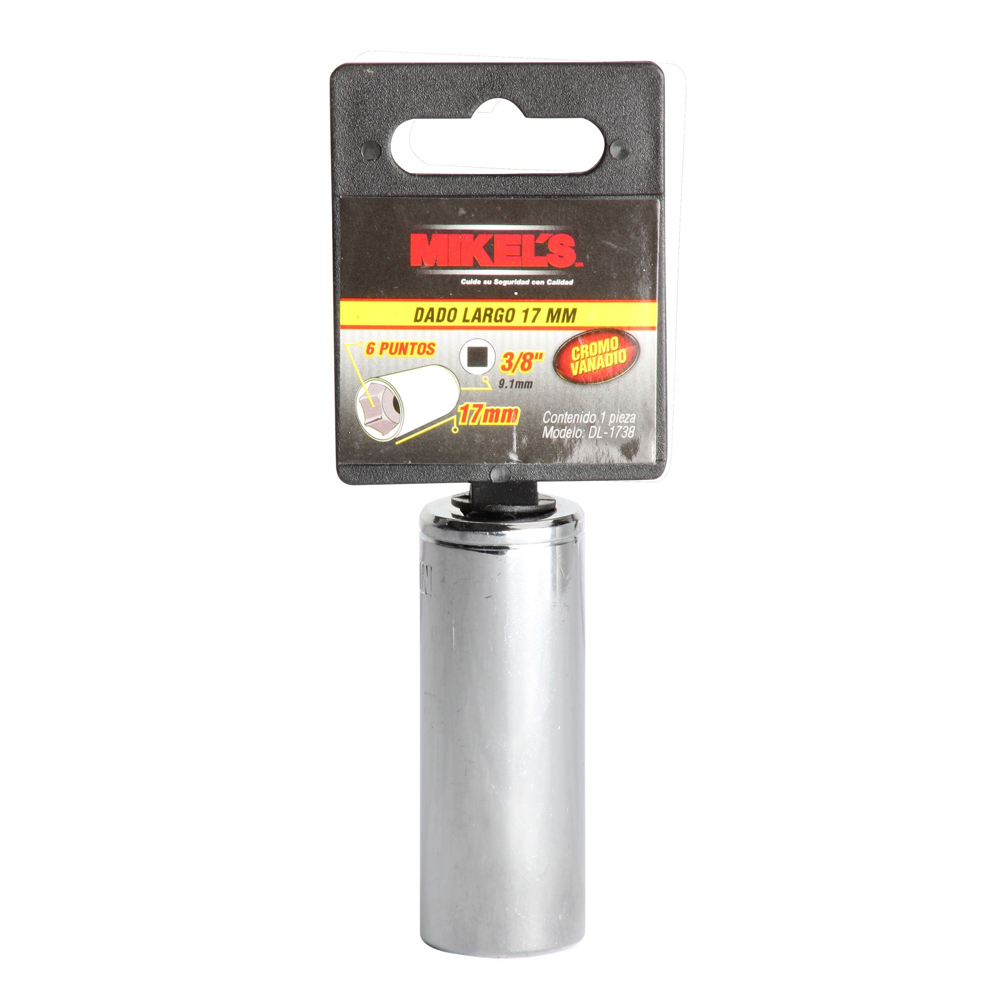 Dado largo 3/8” Milimétrico 17 mm 6 puntas