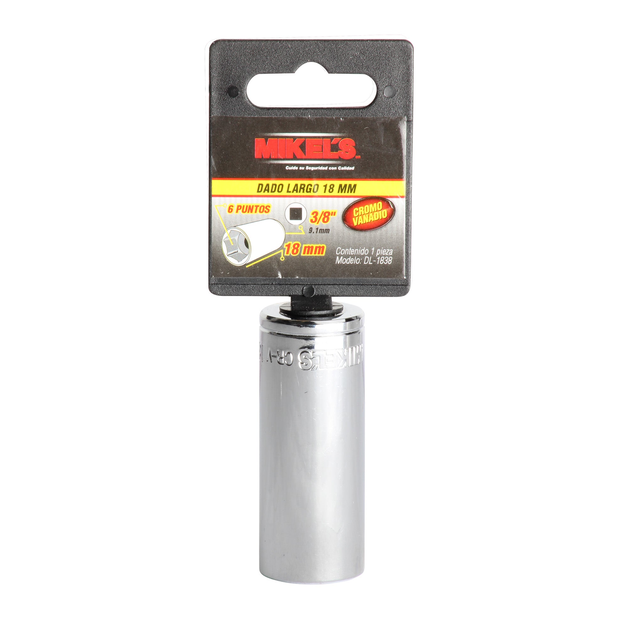 Dado largo 3/8” Milimétrico 18 mm 6 puntas