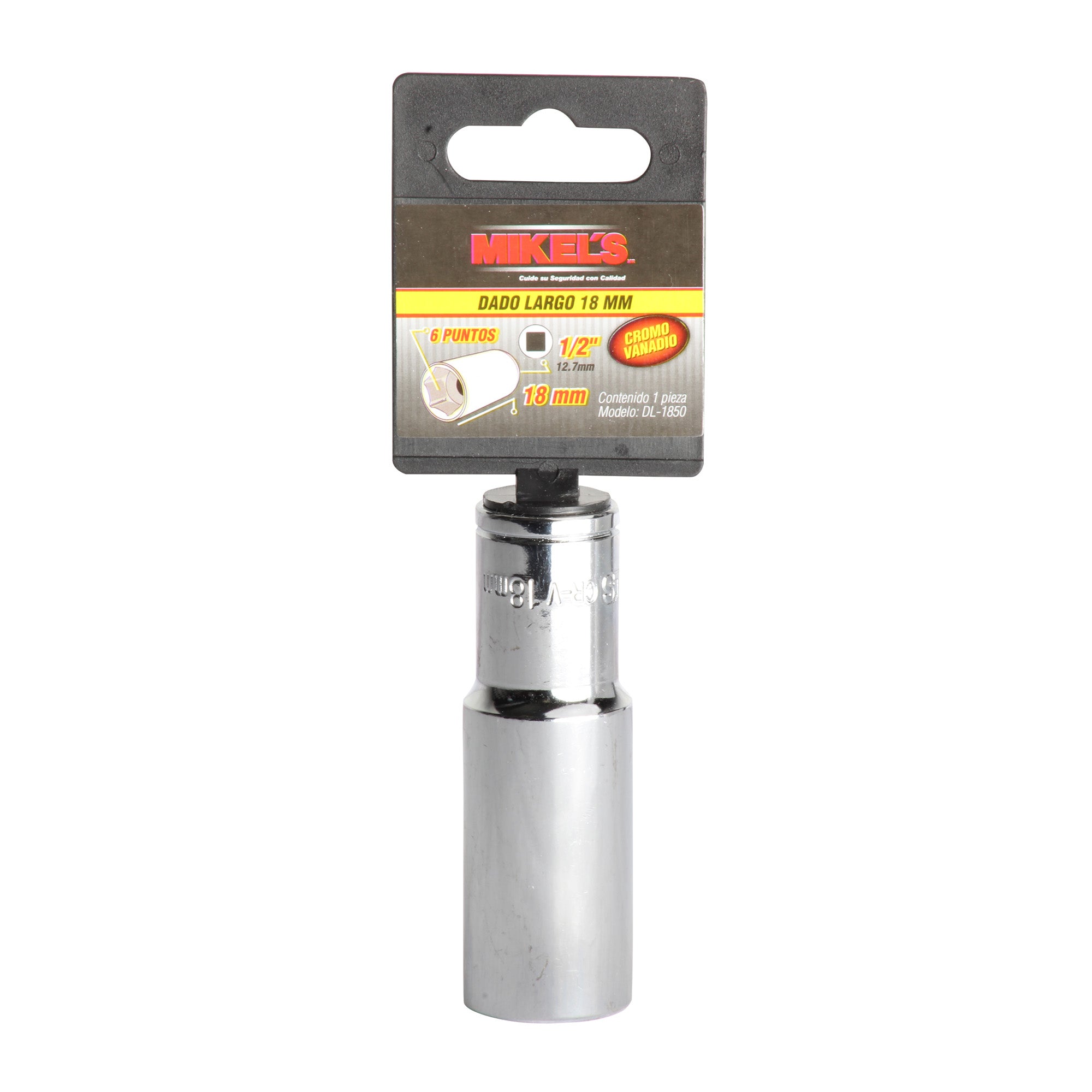 Dado largo 1/2” Milimétrico 18 mm 6 puntas