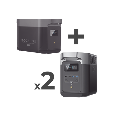ECOFLOW - Kit de Estación de Energía Portátil 2048Wh + 2 Baterías Externas 2048Wh (6144Wh Totales)