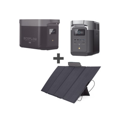 ECOFLOW - Kit de Estación de Energía Portátil 2048Wh + Batería Externa 2048Wh + Panel Solar Flexible 400W (4096Wh Totales)