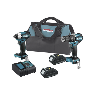 MAKITA - Kit de Rotomartillo Atornillador DHP487Z + Atornillador de Impacto DTD157Z, incluye 2 Baterías BL1815N, 1 Cargador DC18SD y Maleta de lona.