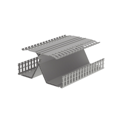 PANDUIT - Canaleta Ranurada PanelMax de PVC, Montaje en Riel Din Estándar de 35 mm, 4.12 in de Ancho x 8.23 in de Alto y 1.83 m de Largo, Color Gris