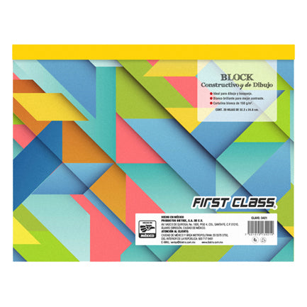 DIETRIX - Block de dibujo Dietrix First Class cartulina bristol con 20 hojas mediano 32.3 X 24.6 cms