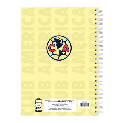 DIETRIX - Cuaderno profesional Dietrix First Class dura doble arillo  80 hojas raya Club América modelo Club America amarillo
