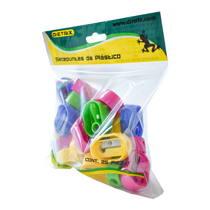 DIETRIX - Sacapuntas Dietrix Plastico Ovalado un Orificio Colores Surtidos Bolsa c/25