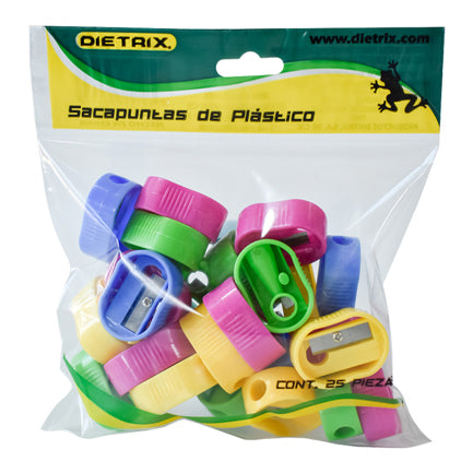 DIETRIX - Sacapuntas Dietrix Plastico Ovalado un Orificio Colores Surtidos Bolsa c/25